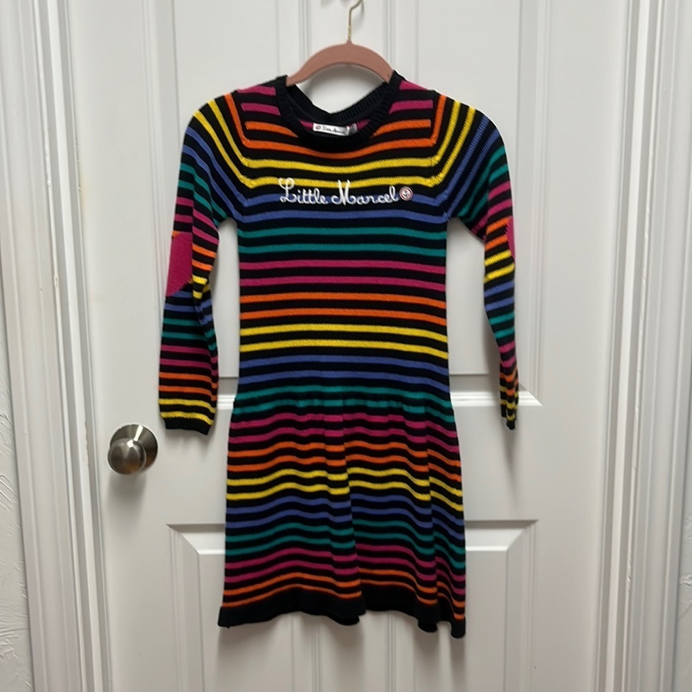 NWT Little Marcel Striped Black Knit Dress -‎ 8Y